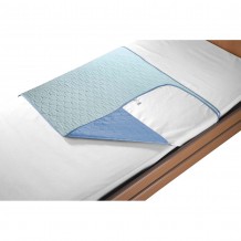 Incontinency bed pad, hemmed, with a flap 85x100+2x40cm CLIPSO 4L green/blue
