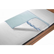 Incontinency bed pad with a flap and handles 85x100+2x30cm CLIPSO 4L green/blue