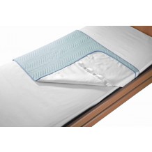 Incontinency bed pad hemmed, with a flap and handles, fully lined 85x100+2x30 CLIPSO 5L green/blue